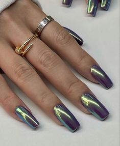 Nails Inspo Chrome, Nails Iridescent, Iridescent Nails, Nails Yellow, Nails Gold, Unicorn Nails, Manicure Y Pedicure