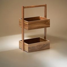 two wooden boxes stacked on top of each other in the shape of an open box