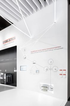 a white room filled with electronic equipment on display in front of a wall that says steibee editor