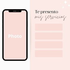 a phone with the text photo on it next to a pink background and a white star