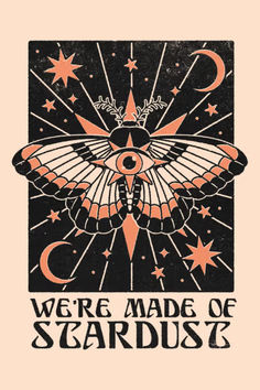 the poster for we're made of stardust, which features an image of a moth