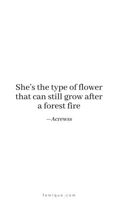 the quote she's the type of flower that can still grow after a forest fire