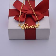 The personalized name necklace is 100% handcrafted,Each piece is custom made and is completely unique.It can be a great gift for a friend, family member or for yourself. ★ ★ ★ ★ ★The name necklace made of High Quality Material with handmade. ★ ★ ★ ★ ★Orders need 3-5 business days to finished. ★ ★ ★ ★ ★The name necklace will be sent carefully wrapped and packed in a beautiful gift box! ★ ★ ★ ★ ★ Your order ships with a tracking number. You can always track order status. ★ ★ ★ ★ ★ 100% SATISFACTIO Custom Text Nameplate Jewelry For Gift, Christmas Birthday Gift Nameplate Necklace, Gold Name Necklace For Christmas Birthday Gift, Christmas Name Necklace For Birthday Gift, Custom Text Gold Necklace For Gift, Gold Necklaces With Custom Text For Gift, Custom Name Necklace Nameplate For Gifts, Gold Necklaces With Custom Text For Birthday Gift, Gold Custom Name Necklace For Gift