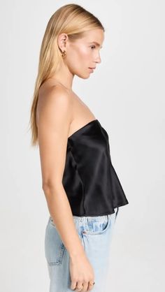 Reformation Spritz Silk Top | Shopbop Chic Satin Tube Top For Night Out, Silk Bandeau Tube Top For Party, Satin Bandeau Tube Top For Night Out, Elegant Strapless Silk Tube Top, Sleek Sleeveless Tube Top For Night Out, Fitted Strapless Satin Tops, Elegant Satin Tube Top For Night Out, Silk Strapless Tube Top, Sleek Strapless Evening Tops