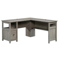 an l shaped desk with two drawers