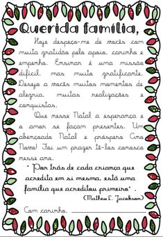 a christmas card with the words queridda familia written in spanish on it