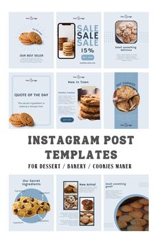 the instagramm post templates for bakery and cookies make it look like they are going