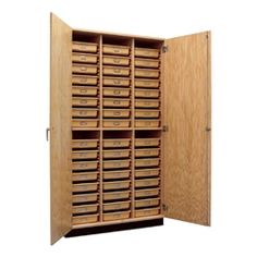 a large wooden cabinet with many drawers