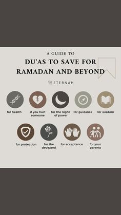 a guide to duas to save for rama and beyond, with the text below it