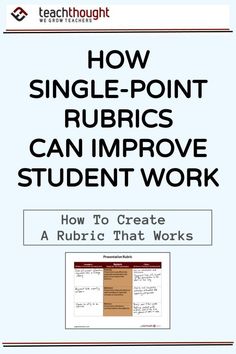 the cover of how single - point rubrics can improve student work, with text on