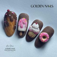 Classy Nail Art Ideas, Food Nails, Sweet Buns, Nail Techniques, Dope Nail Designs, Kawaii Nails, Dipped Nails, 3d Nail, Nail Art Hacks