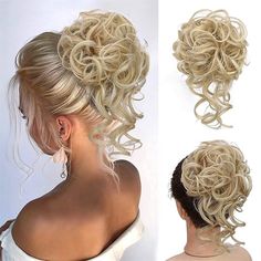 Category:chignons; Gender:Women's; Occasion:Daily Wear,Party,Party  Evening,Birthday; Age Group:Adults; Color Shade:Blonde,Brown,Light Brown,Auburn,Dark Brown,Black,Blonde; Hair Extension Type:Drawstring; Hair Material:Synthetic Hair; Texture:Curly; Heat Resistant:Yes; Listing Date:05/03/2023; Can Be Permed:No Chignons, Tousled Updo, Messy Curly Hair, Messy Hair Bun, Updo Bun, Curly Bun Hairstyles, Bun Hair Piece, Ponytail Bun, Feeling Well