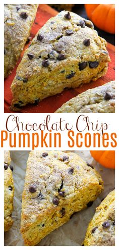 chocolate chip pumpkin scones with text overlay