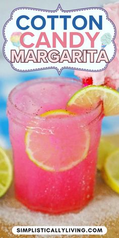 glass of cotton candy margarita Cotton Candy Margarita, Garnish Ideas, Fun Drink Recipe, Yummy Alcoholic Drinks, Liquor Drinks, Boozy Drinks, Fancy Drinks