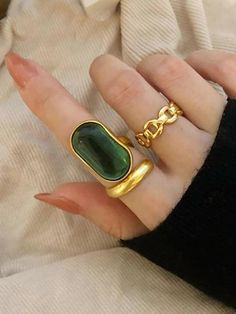 Green emerald gold rings set
 • Stylish gold rings
 • Trendy gold rings
 • Fashion accessories 2023
 • Statement gold rings
 • Aesthetic gold rings
 • Gold rings aesthetic
 • Ring stack ideas
 • Stacking gold rings
 • Gold rings ideas
 • Golden jewelry
 • Aesthetic jewlery
 • Trendy jewlery 2023
 • Fashion jewlery trends 2023
 • Vintage gold rings
 • Chunky rings France Vintage, Green Stone Rings, Sterling Silver Wedding Rings, Bride Jewelry, Fashion Creative, Vintage Party, Silver Wedding Rings, Bride Jewellery, Gold Set