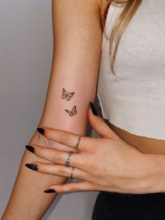 Butterfly’s, tattoos, single needle, Toronto Tattoos Placement, Butterfly Tattoos On Arm, Tato Minimal, Butterfly Tattoos For Women, Cute Tattoos For Women, Classy Tattoos