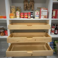 the shelves are full of spices and condiments