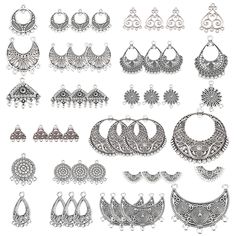 PRICES MAY VARY. ❤[1 BOX 48PCS 12 STYLE ALLOY LINKS CHARMS]: Totally 48pcs 12 different styles tibetan style alloy chandelier components links, 4pcs/style, with common metal colors: silver, suitable for most jewelry making crafts. ❤[SIZE]: Tibetan style chandelier component links charms about 27x18x3.5mm(1x0.7x0.1inch), hole: 1.5mm; Box about 10.8x7.4x1.8cm. ❤[GOOD QUALITY ALLOY MATERIAL]: Component connector charms are made of alloy with high quality, has beautiful metal luster, not easy to cha Charms For Jewelry Making, Charms For Jewelry, Jewelry Making Kit, Making Crafts, Jewelry Making Charms, Sweater Chain, Diy Charms, Earring Findings, Diy Earrings