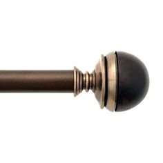 a close up view of a curtain rod with a ball and fink on it