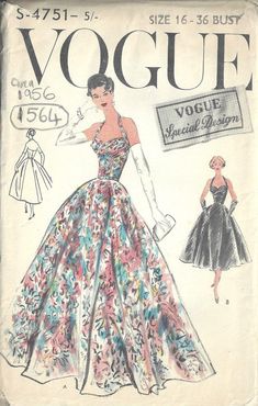 an old fashion magazine cover with a woman in a dress