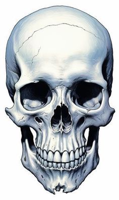 a drawing of a human skull on a white background