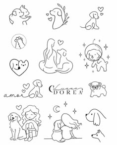 an image of some cute animals and hearts