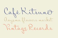 some type of font that is in different colors and sizes, with the words cafe kitsane