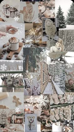 a collage of different pictures with snowflakes, cookies and other things in them