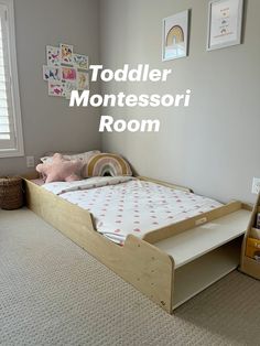 a toddler's montessori room with toys on the floor