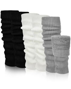 PRICES MAY VARY. Stylish Variety Pack: our package of leg warmers contains 3 pairs, available in 3 different colors, giving you the flexibility of having a different pair for various outfits; Express your style boldly and fashionably while keeping warm during the winter season's cold days and nights Double Layered Comfort and Warmth: embrace the cold season with our leg sleeves for women; Expertly crafted with double layered design, they combine a quality knitted fabric exterior for comfort, sof Comfortable Thick Winter Socks, Warm Solid Socks For Winter, Solid Warm Winter Socks, Warm Solid Winter Socks, Gray Leg Warmers For Winter Stocking Stuffer, Comfortable Warm Knee-high Socks For Winter, Thick White Winter Socks, Leg Sleeves For Women, Sock Warmers