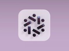 an app icon with some black objects on it's side and a purple background