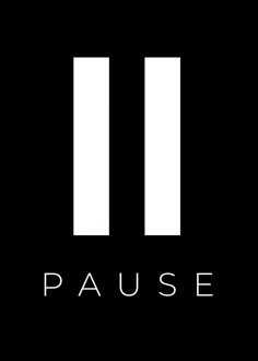 the logo for pause is shown in black and white, with two verticals on each side