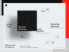 three different types of web design with black and red accents on the bottom right corner