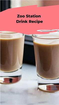 two shot glasses filled with coffee sitting on top of a counter next to each other