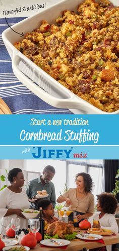 Delicious and flavorful Cornbread Stuffing, made with "JIFFY" Corn Muffin Mix, is a holiday tradition in homes across America. Start a new tradition in your home this year. Jiffy Cornbread Stuffing, Corn Muffin Mix Recipes, Muffin Mix Recipe, Jiffy Recipes, Classic Stuffing Recipe, Jiffy Cornbread Recipes, Cornbread Stuffing Recipes, Sausage Cornbread Stuffing, Dressing Recipes Thanksgiving