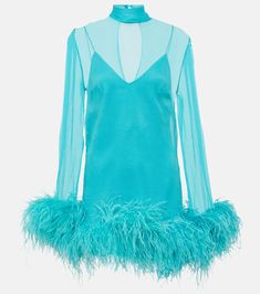 Taller Marmo, Blue Sheers, Ostrich Feathers, Designing Women, Feathers, Color Design, Dress Outfits, Textiles, Turquoise