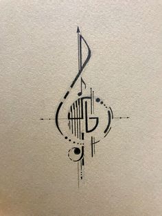 a drawing of a musical note on a piece of paper