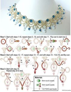 the instructions for beaded necklaces and bracelets with pearls, beads, and stones