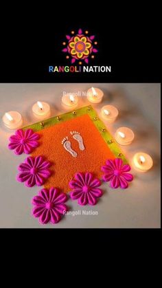 rangoli nation diwali decoration with candles and flowers on the floor for raagali nation