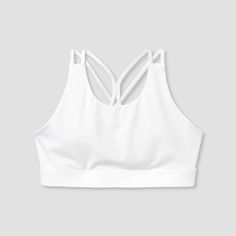 Girls' Microfiber Bra - All In Motion™ White M : Target Summer Sports Bra With Light Support And Strappy Back, White Sports Bra With Built-in Bra And Cross Back, White Racerback Crop Top With Medium Support, Cross Back Moisture-wicking Sports Bra, White Medium Support Racerback Crop Top, Summer High Stretch Cross-back Sports Bra, High Stretch Cross Back Sports Bra For Summer, Fitted Seamless Crisscross Sports Bra, White Breathable Fitted Crop Top