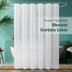 This extra-long translucent plastic shower curtain liner allows light through while giving people perfect privacy and a beauty of hazy. Made of 100% PEVA, which is PVC free, chlorine free, eco-friendly and good for your familys health. 100% waterproof shower curtain liner with 5 magnets at the bottom to keep it down or attached to the tub. 12 Metal eyelets at the reinforced top hem to prevent the liner from ripping. This frosted shower liner can be used as a standalone shower curtain or as a sho How To Wash Shower Curtain Liner, Best Way To Clean Shower Curtain Liner, Cleaning Shower Curtain Liner Fabric, Clean Shower Curtain Liner Fabric, Hookless Shower Curtain With Snap In Liner, Plastic Shower Curtain, Stall Shower Curtain, Cool Shower Curtains, Small Showers