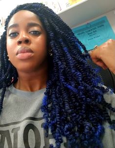 Blue Marley Twists, Blue Twists For Black Women, Black Twist Braids, Passion Twist Braids Hairstyles, Twist Braids For Black Women, Passion Twist Braids, Passion Twist Crochet Braids, Twist Braid Tutorial, Twist Braids Hairstyles