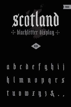 Introducing Scotland, from OPENCITYDESIGNCO., an old-school blackletter display font that features a subtle vintage texture. Perfect for any traditional, grunge or vintage design project. #200 Tattoo, Tattoo Typography, Old School Fonts, Tattoo Alphabet, Cursive Tattoo, Typographie Logo, Alfabet Font, Fonts Tattoo, Alphabet Tattoo