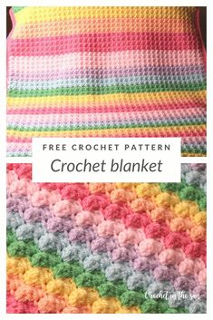 a crochet blanket with the text free crochet pattern on top and bottom