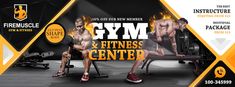 an ad for the gym and fitness center with two men sitting on benches in front of them