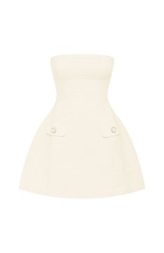 Both classy and glam in equal measures, you'll be obsessed with the Lottie mini. Crafted in our luxe textured tweed fabric, it features a strapless neckline and bubble shape skirt which is super playful. The design is complete with pearl-adorned pockets and seam details for a body-hugging fit. 



Colour: Ivory.

Premium textured tweed fabric.

Fully lined.

Strapless neckline.

Faux flap welt pockets with pearl button detail.

Bubble shape skirt.

Seam detail to body.

Invisible zip fastening. Homecoming Dresses Corset, White Dress Spring, Midi Dress Wedding Guest, Dresses Flowy, Split Long Dress, Maxi Dress Sale, Strapless Neckline, Sparkle Dress, Maxi Dress Navy