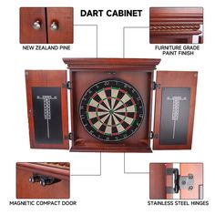 an image of a dart cabinet with darts in it