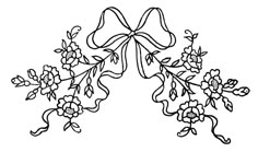 a black and white drawing of flowers with bows on it's ends, vintage line drawing or engraving