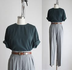 Boxy Tee Outfit, Vintage Office Outfit, Modest Workwear, Houndstooth Trousers, Girls Attire, Mommy Style, Vintage Office