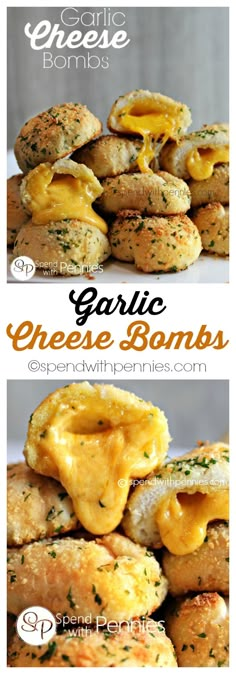 These Garlic Cheese Bombs are not only delicious, they are easy to make! Perfect as a snack, appetizer or side! God Mat, Monkey Bread, Super Bowl Food, Football Food, Diy Food Recipes, I Love Food, Appetizer Snacks, Buns